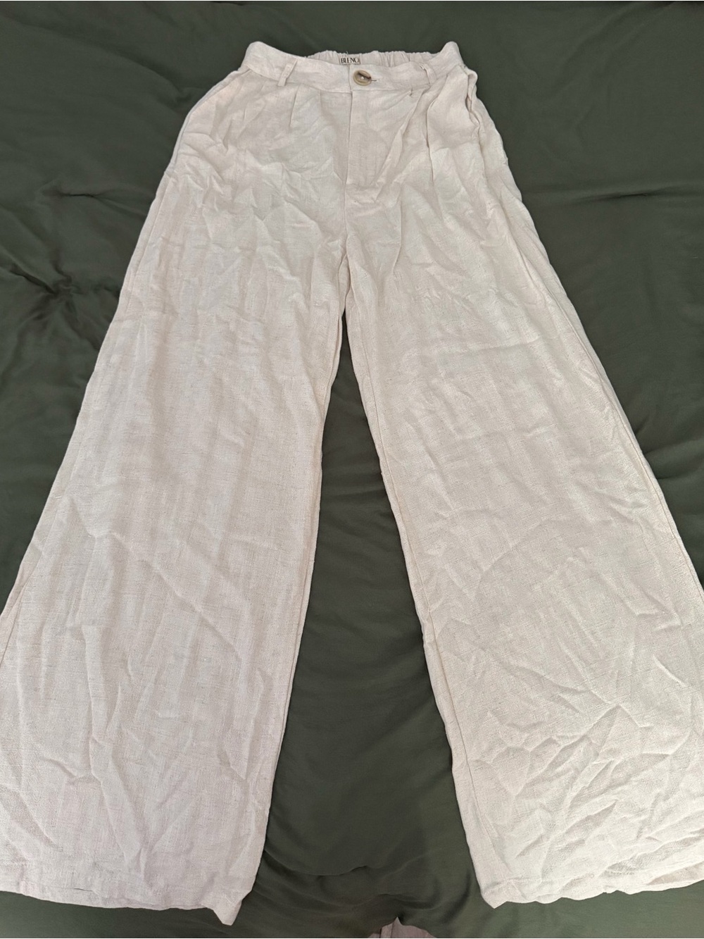 Wide-Leg Linen Blend Pants in White